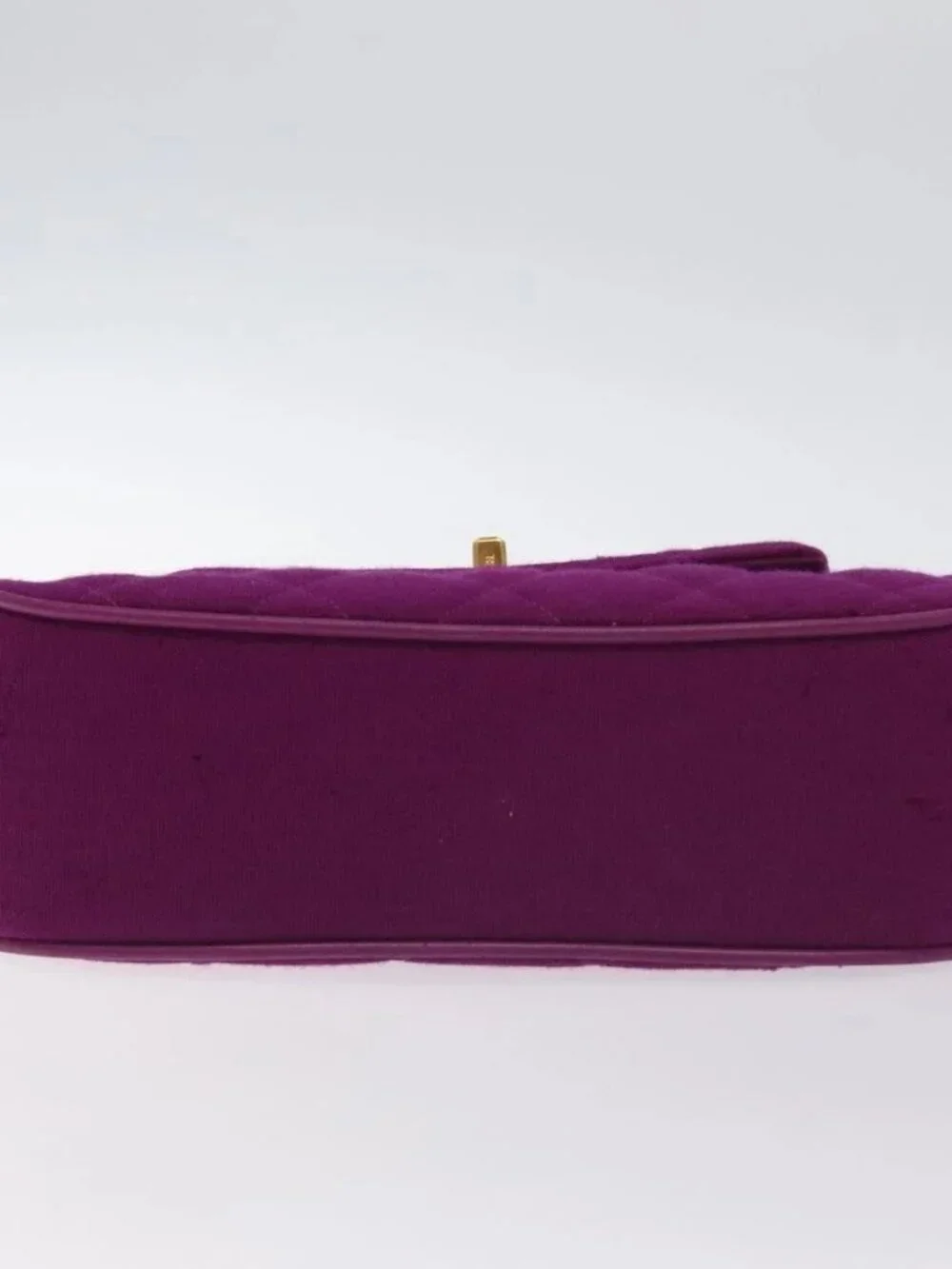 CHANEL Matelasse Hand Bag cotton Purple Gold CC Auth 131194